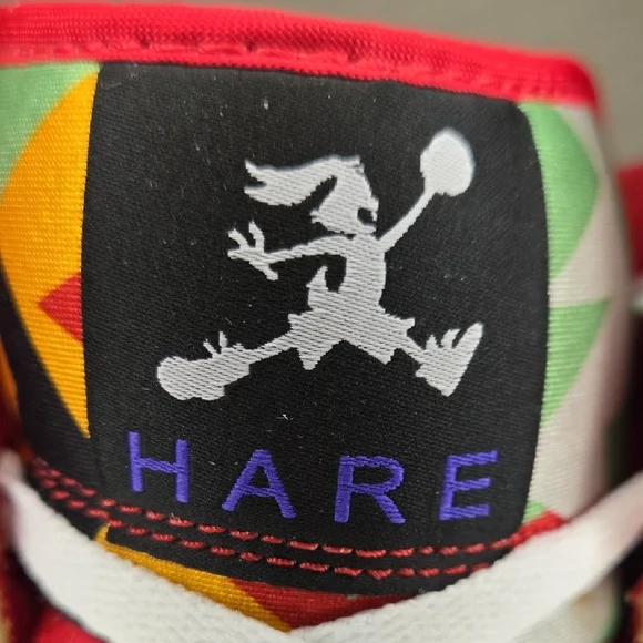 Men's Size 15 Jordan 1 Mid Hare 2015 White and Red Sneakers - Picture 8 of 13